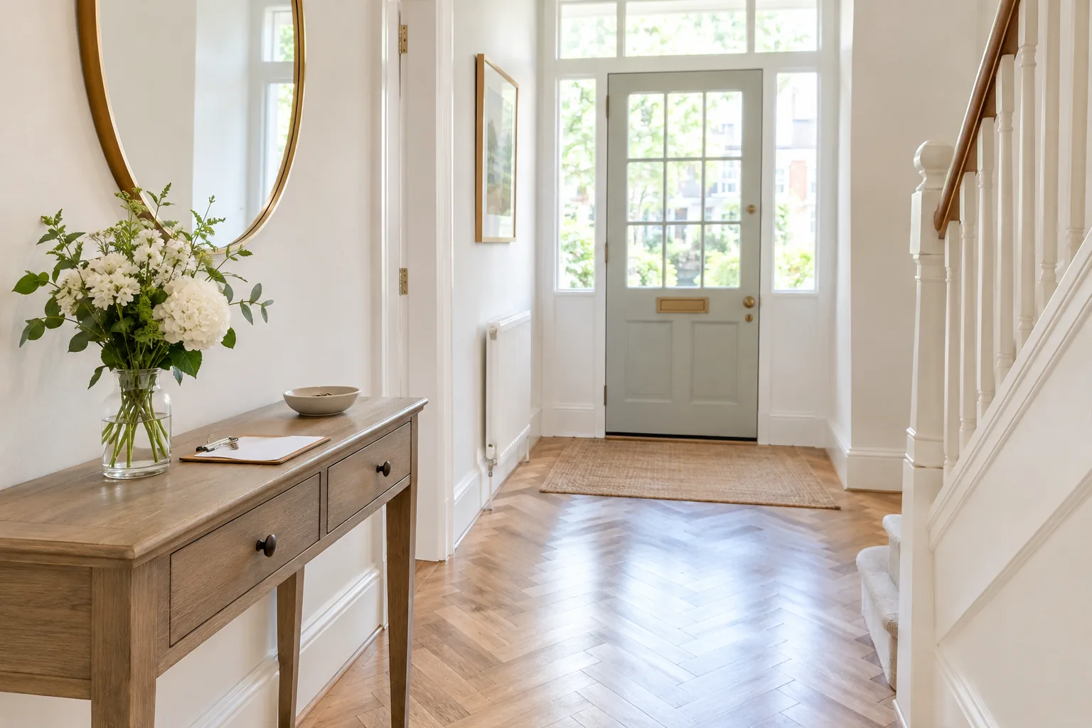The entrance hallway of a period home ready for a viewing